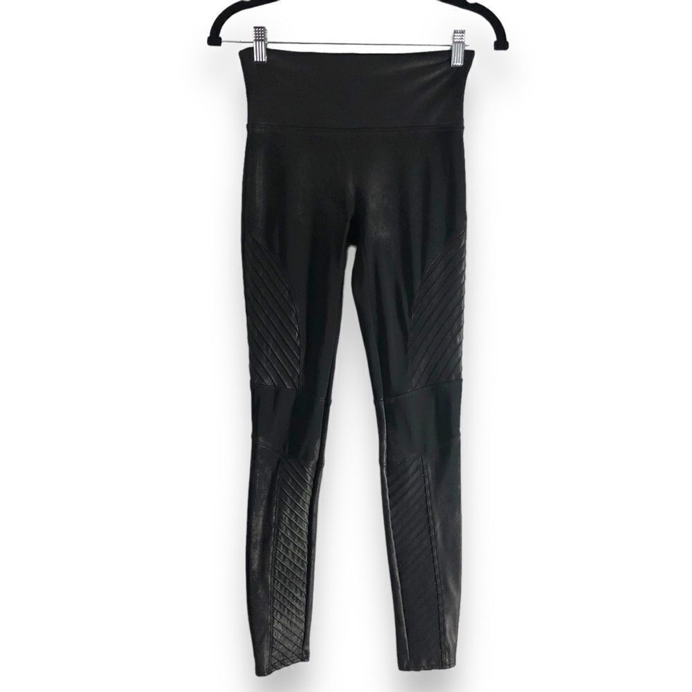 Spanx Size Small Faux Leather Moto Leggings Very Black